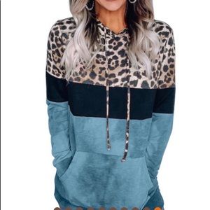 SALE BEAUTIFUL BLUE LEOPARD TIE DYE HOODIE